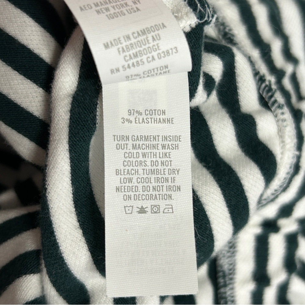 Aerie Offline Top Women's Cropped Polo S Green White Academia Striped Bubble Hem - Picture 10 of 16